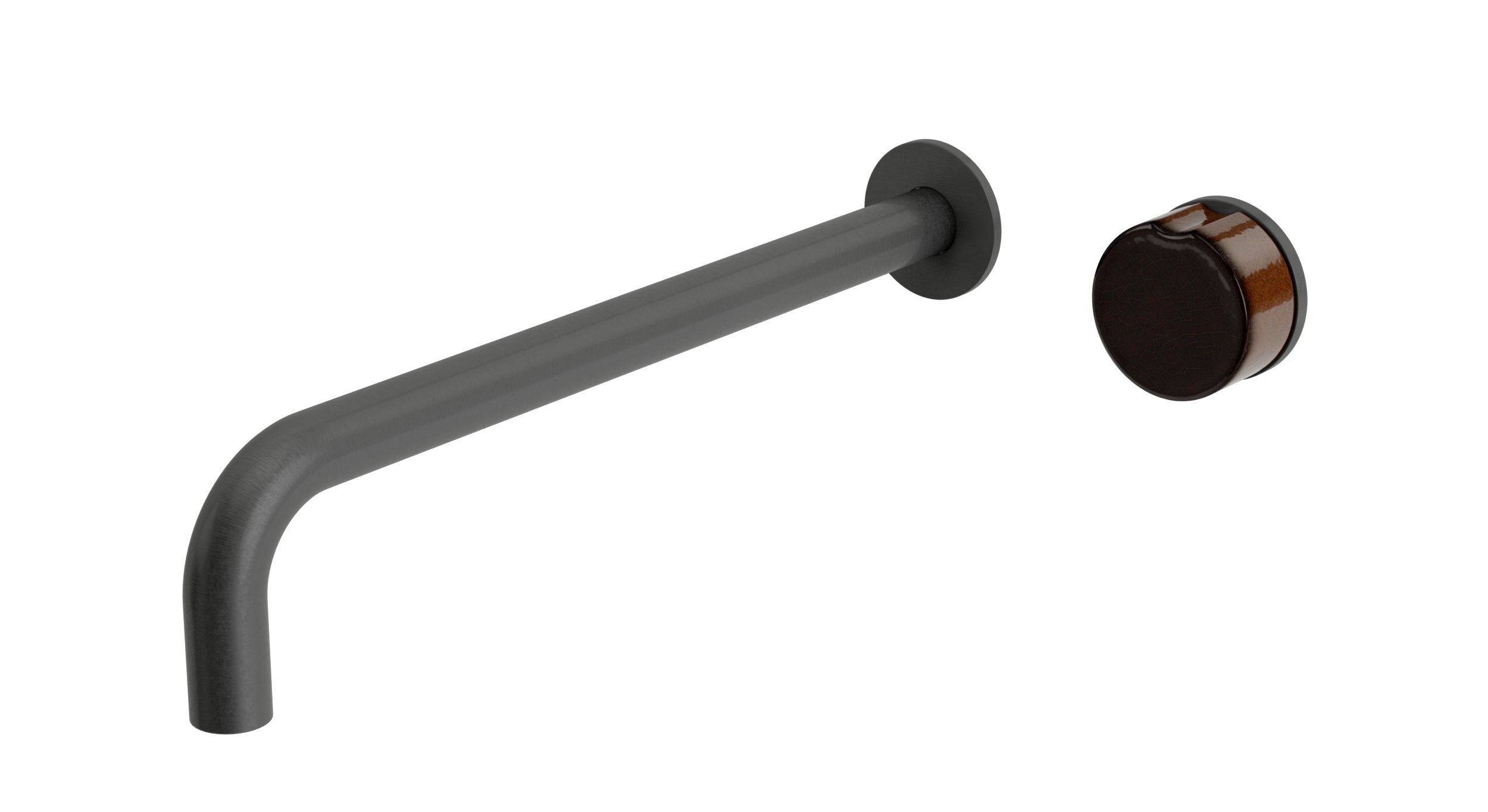 Foundry One Handle Wall Mount 12" Lavatory Faucet with Groove Ceramic Knob Handle in Blackened Nickel