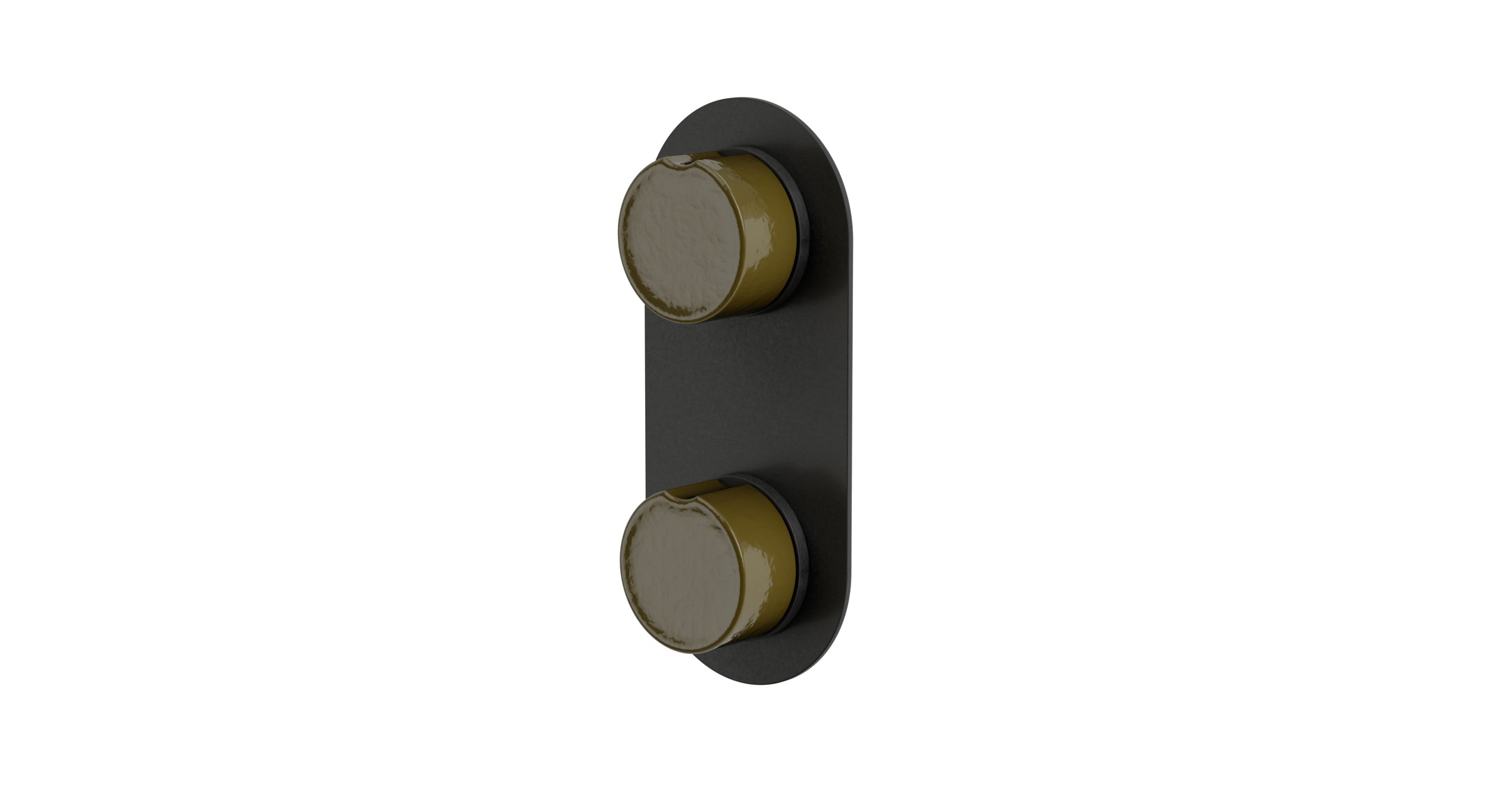 Foundry Two Handle Wall Mount Shower Trim with Groove Ceramic Knob Handles in Blackened Nickel