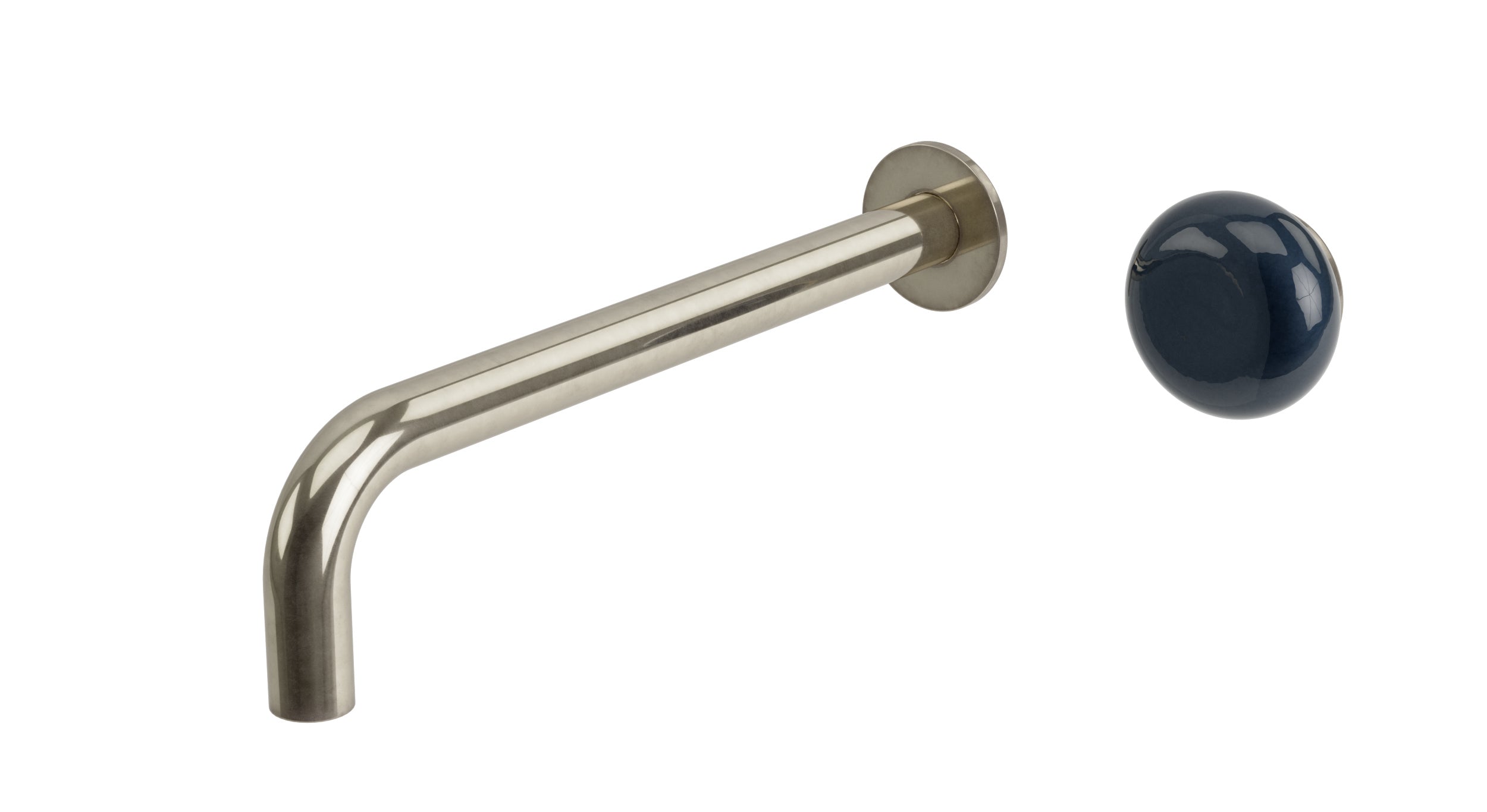 Foundry One Handle Wall Mount 10" Lavatory Faucet with Pebble Ceramic Knob Handle in French Nickel