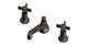 Emerson Two Handle Deck Mount Low Hexagon Lavatory Faucet with Defined Cross Handles in Antique Bronze