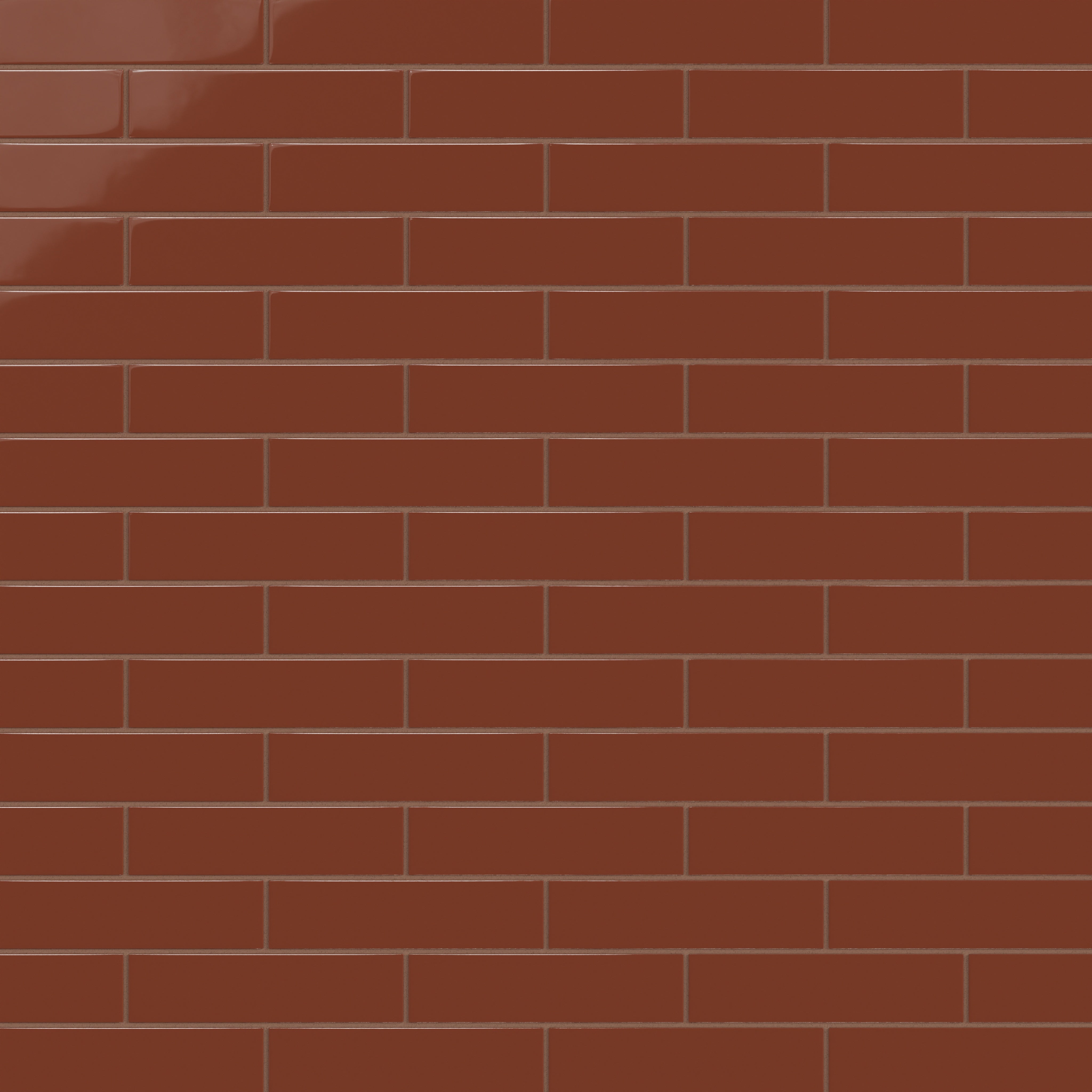 2x8 Natural Press Ceramic Tile in Red Iron Oxide Gloss