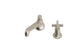 Emerson One Handle Deck Mount Low Hexagon Lavatory Faucet with Classic Cross Handle in Satin Nickel