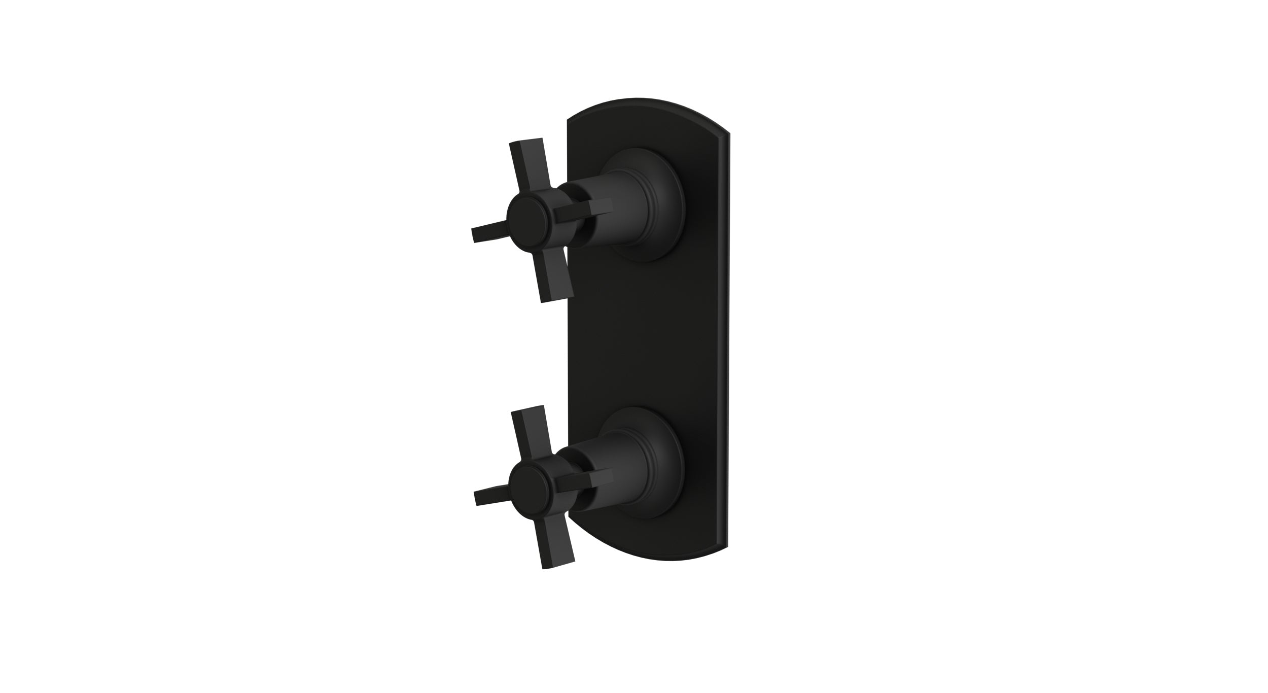 Emerson Two Handle Wall Mount Shower Trim with Defined Cross Handles in Matte Black