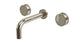 Foundry Two Handle Wall Mount 7.5" Lavatory Faucet with Barrel Knob Handles in French Nickel