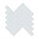 1x4 Herringbone Sheeted Glass Mosaic Tile in Snowy Owl Matte