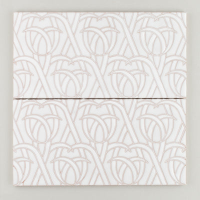 6x12 Handpainted Sample Woven Grass  in White Motif