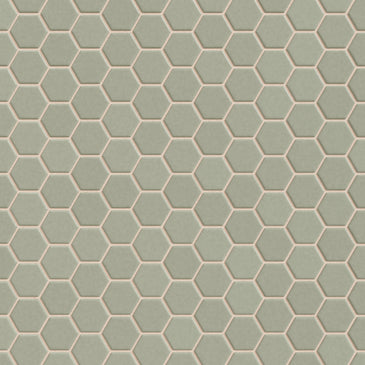 1" Hexagon Sheeted Original Ceramic Mosaic Tile in Rosemary Gloss