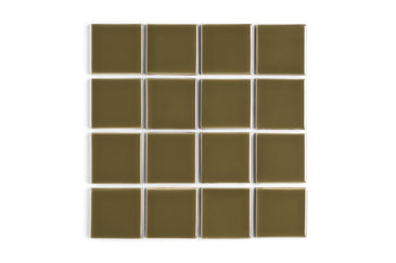 3x3 Straight Set Sheeted Original Ceramic Mosaic Tile in Chaparral Gloss