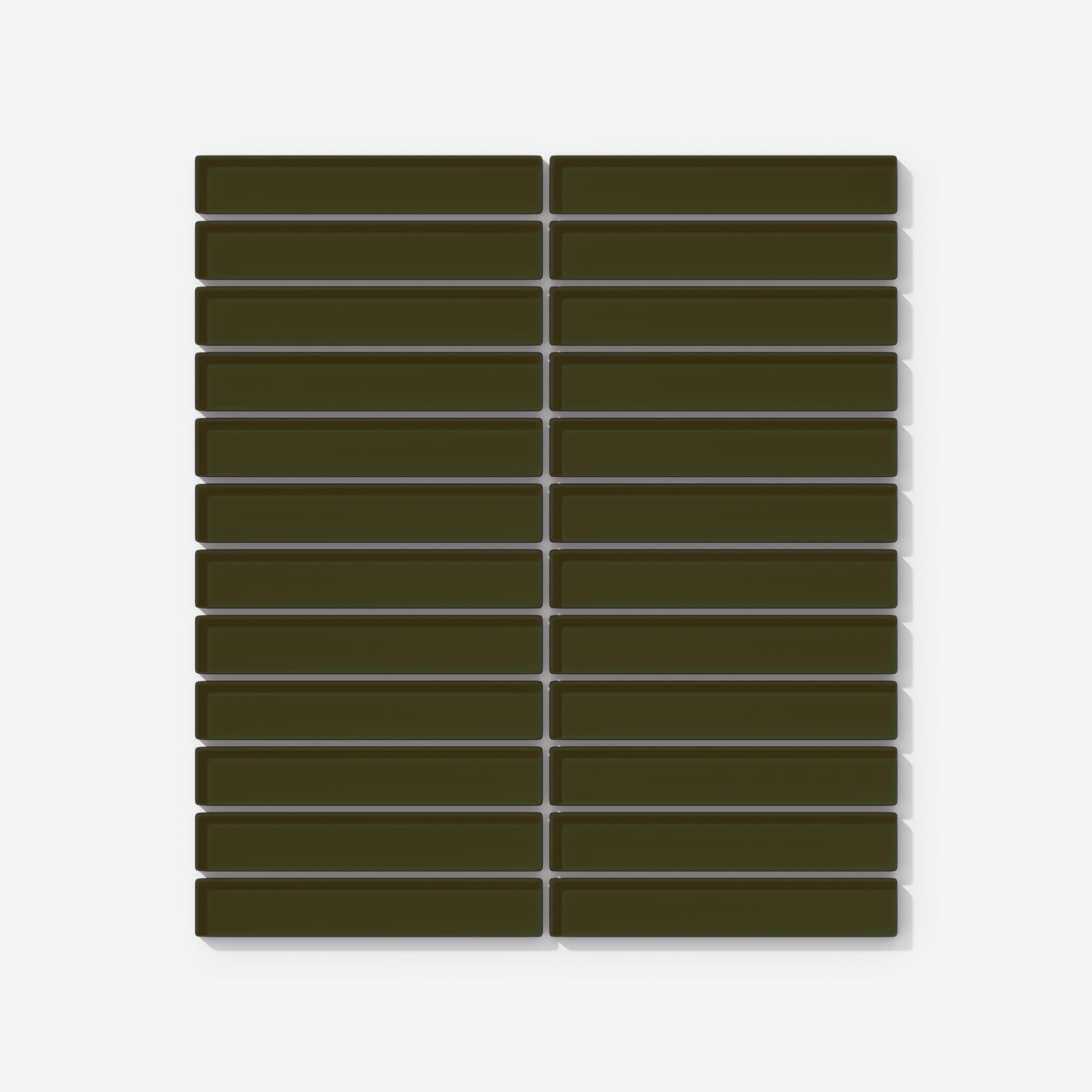 1x6 Straight Set Sheeted Glass Mosaic Tile in Catbird Gloss