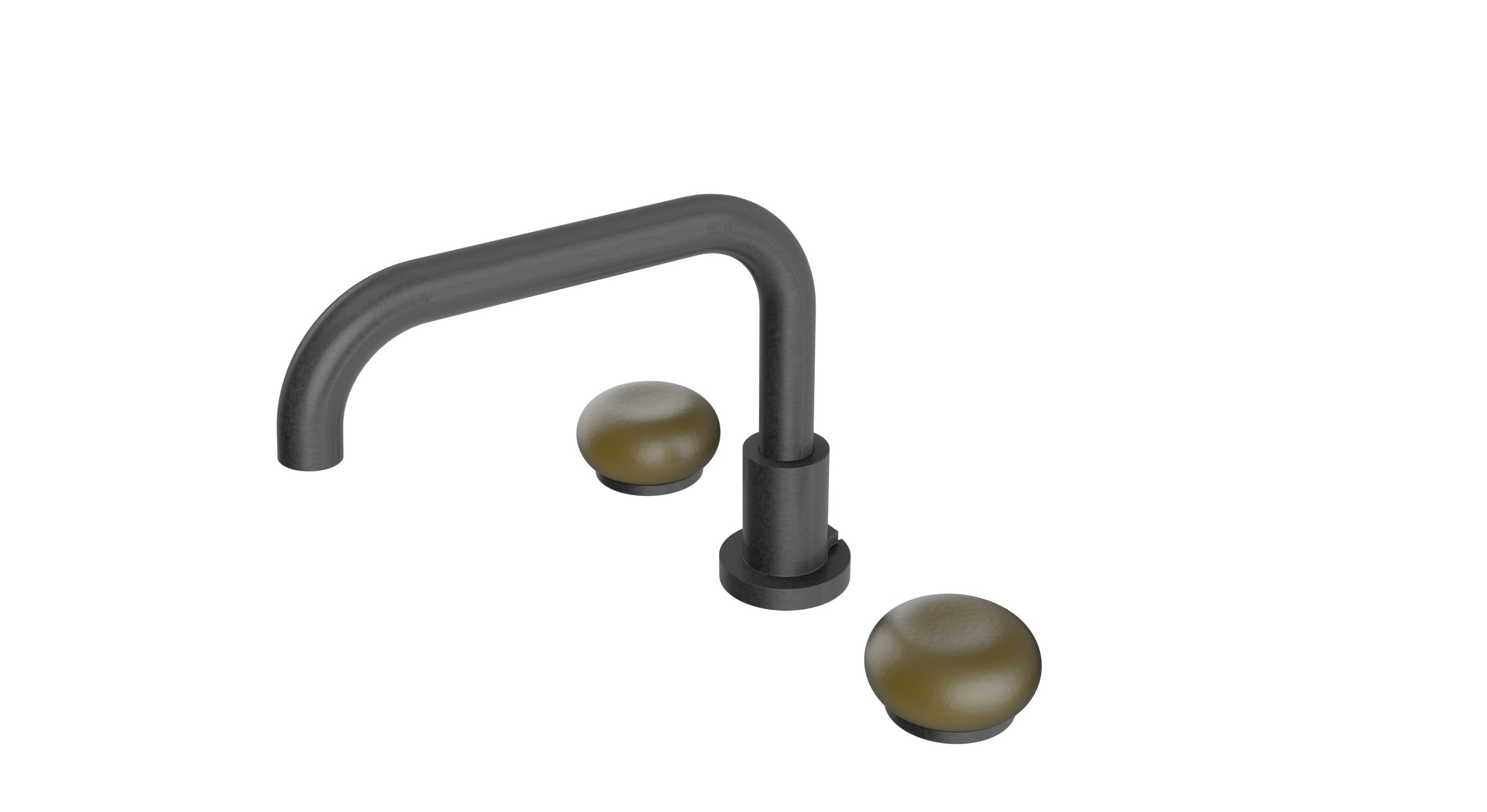 Foundry Two Handle Deck Mount Squaretop Bath Trim with Pebble Ceramic Knob Handles in Blackened Nickel
