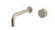 Foundry One Handle Wall Mount 7.5" Lavatory Faucet with Barrel Knob Handle in Satin Nickel
