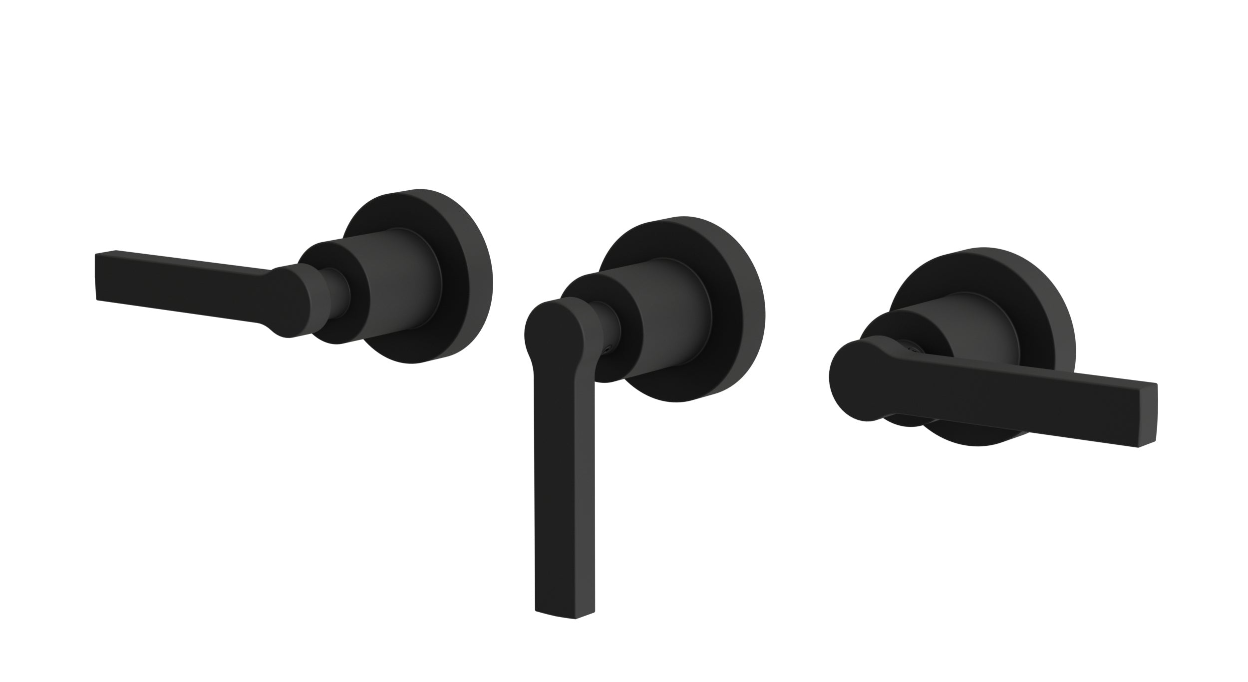 Flatiron Three Handle Wall Mount Bath Trim with Linear Lever Handles in Matte Black