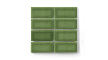 2x4 Straight Set Sheeted Original Ceramic Mosaic Tile in Kelp Gloss