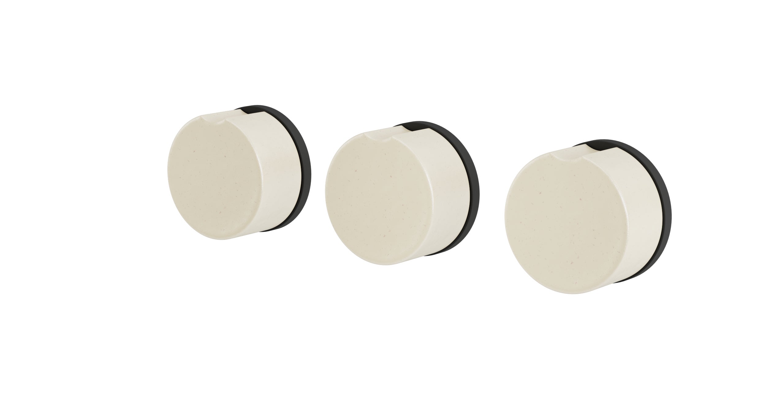 Foundry Three Handle Wall Mount Bath Trim with Diverter/Volume Control and Groove Ceramic Knob Handles in Matte Black