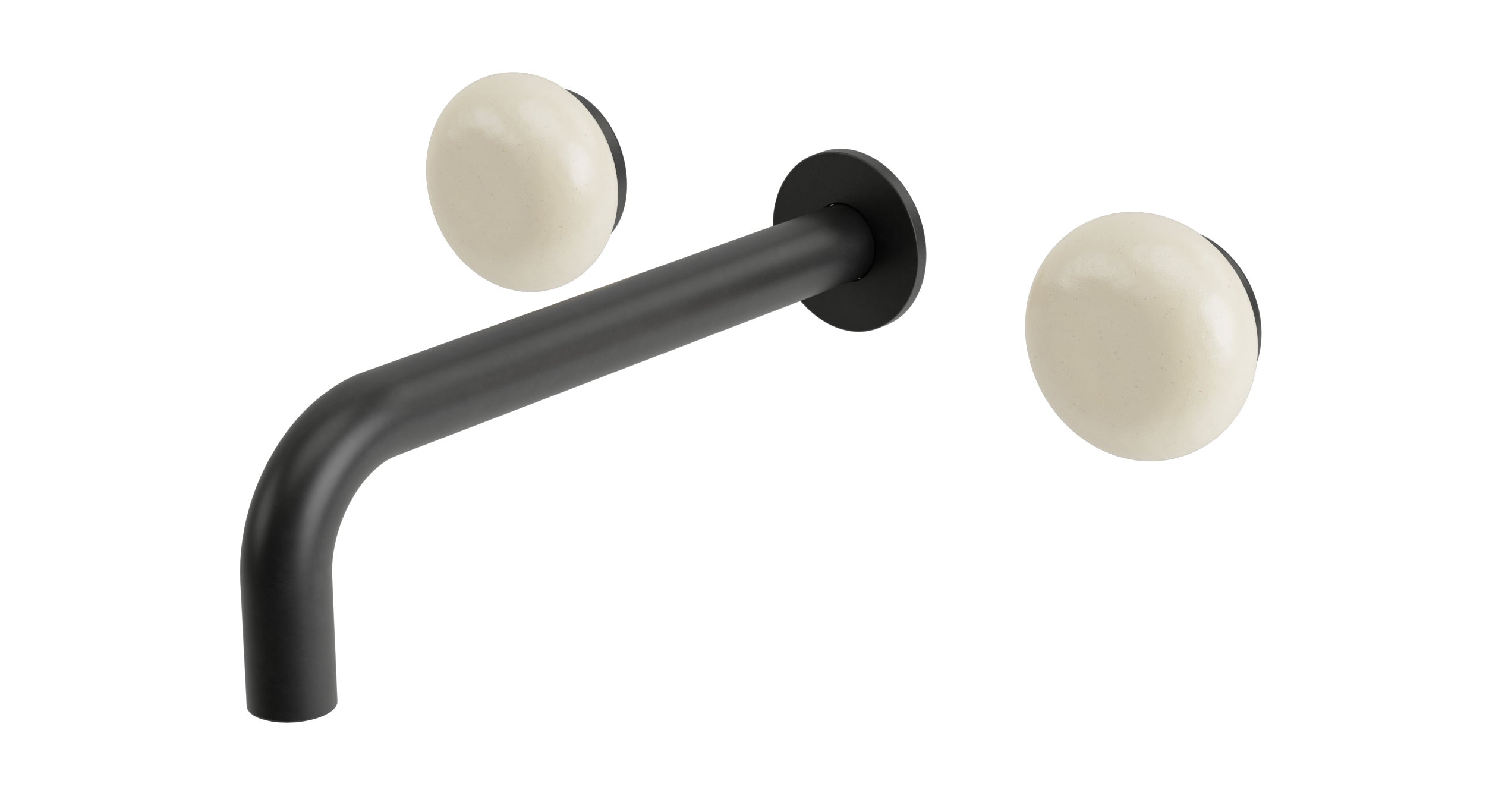 Foundry Two Handle Wall Mount 7.5" Lavatory Faucet with Pebble Ceramic Knob Handles in Oil Rubbed Bronze