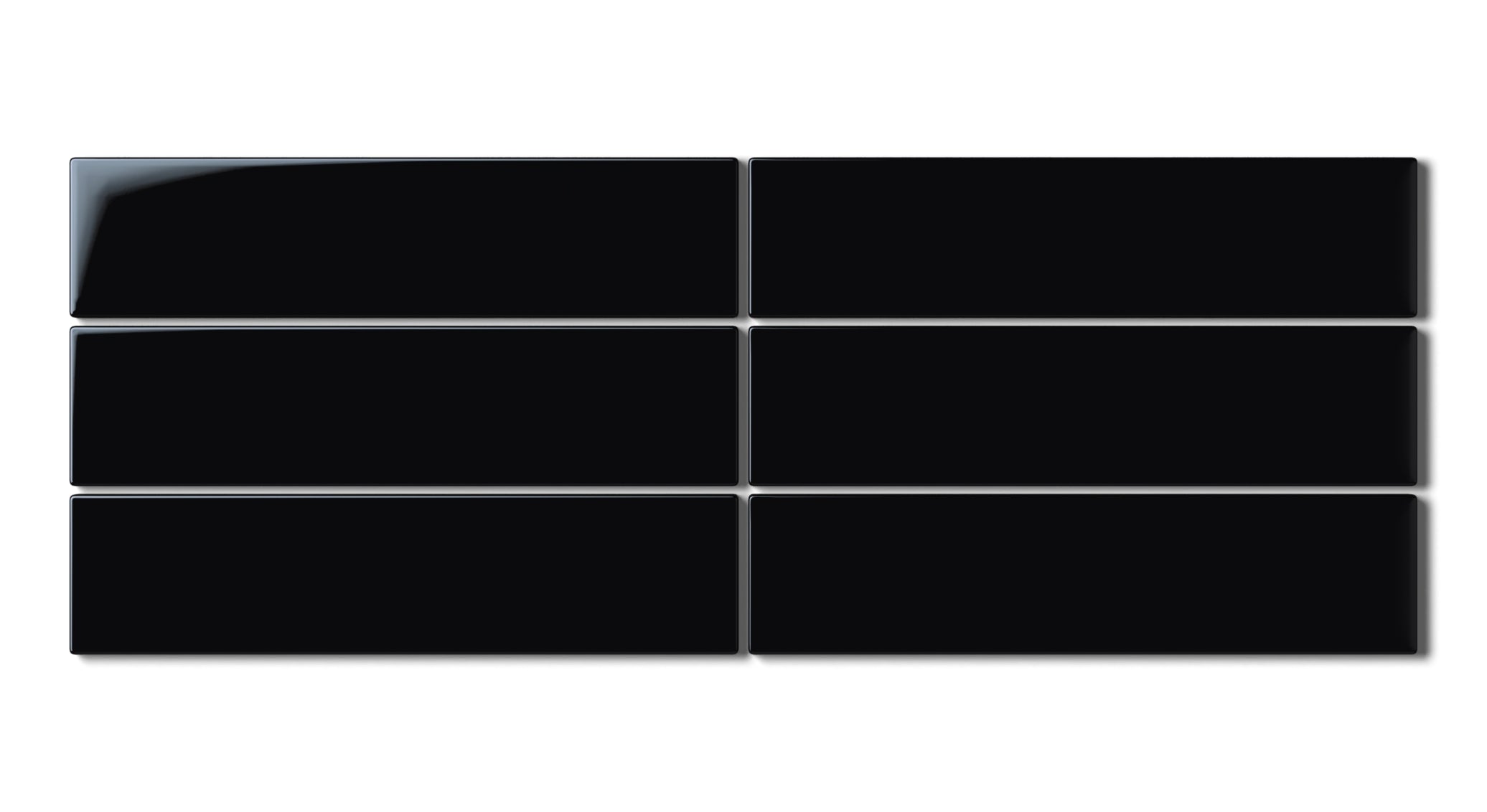2x8 Natural Press Ceramic Tile in Bone Black Gloss