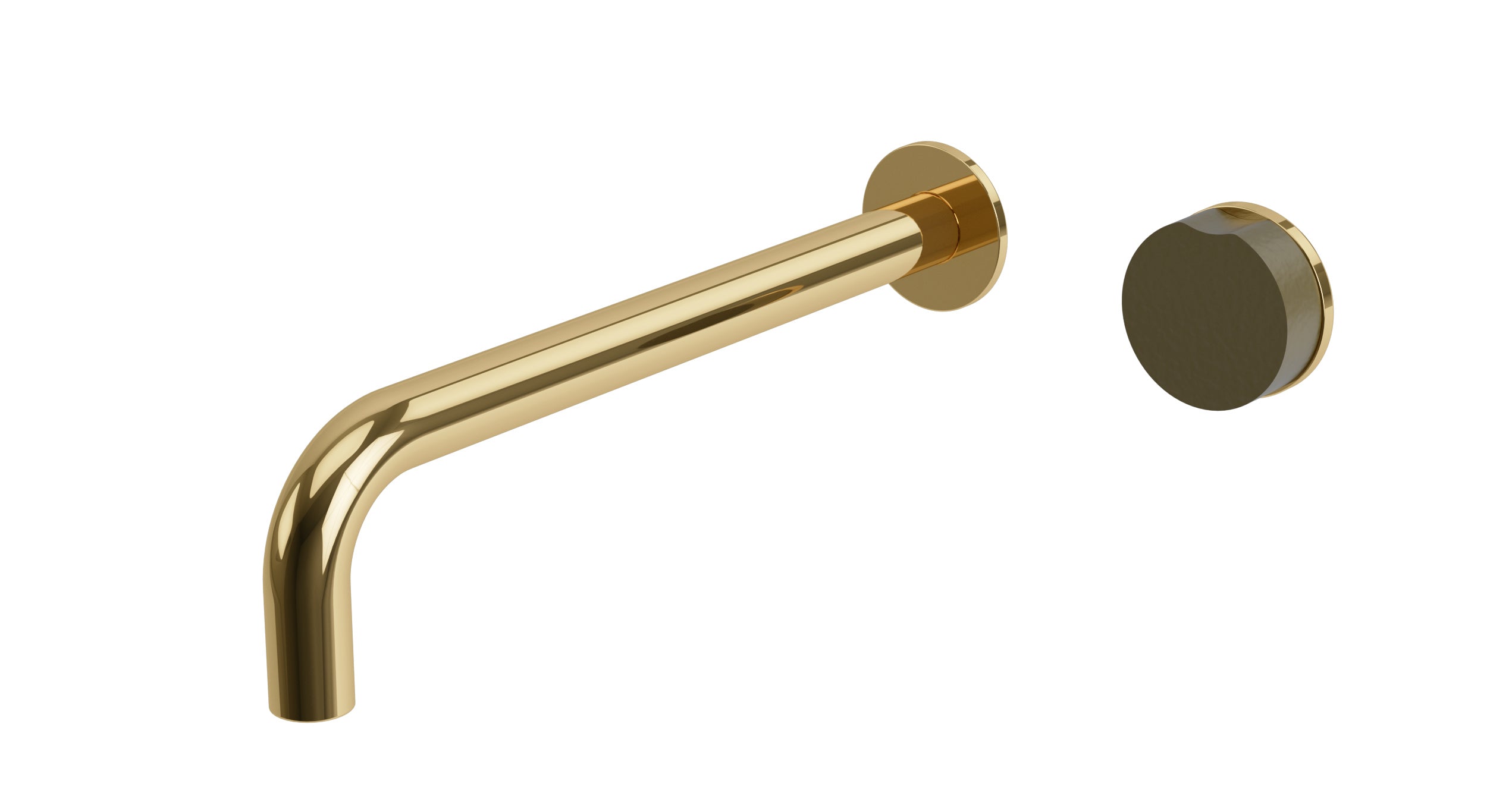 Foundry One Handle Wall Mount 10" Lavatory Faucet with Groove Ceramic Knob Handle in Polished Brass