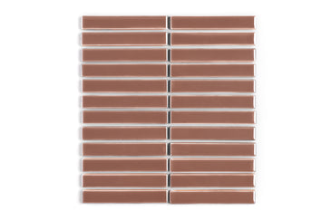 1x6 Straight Set Sheeted Original Ceramic Mosaic Tile in Mauve Gloss