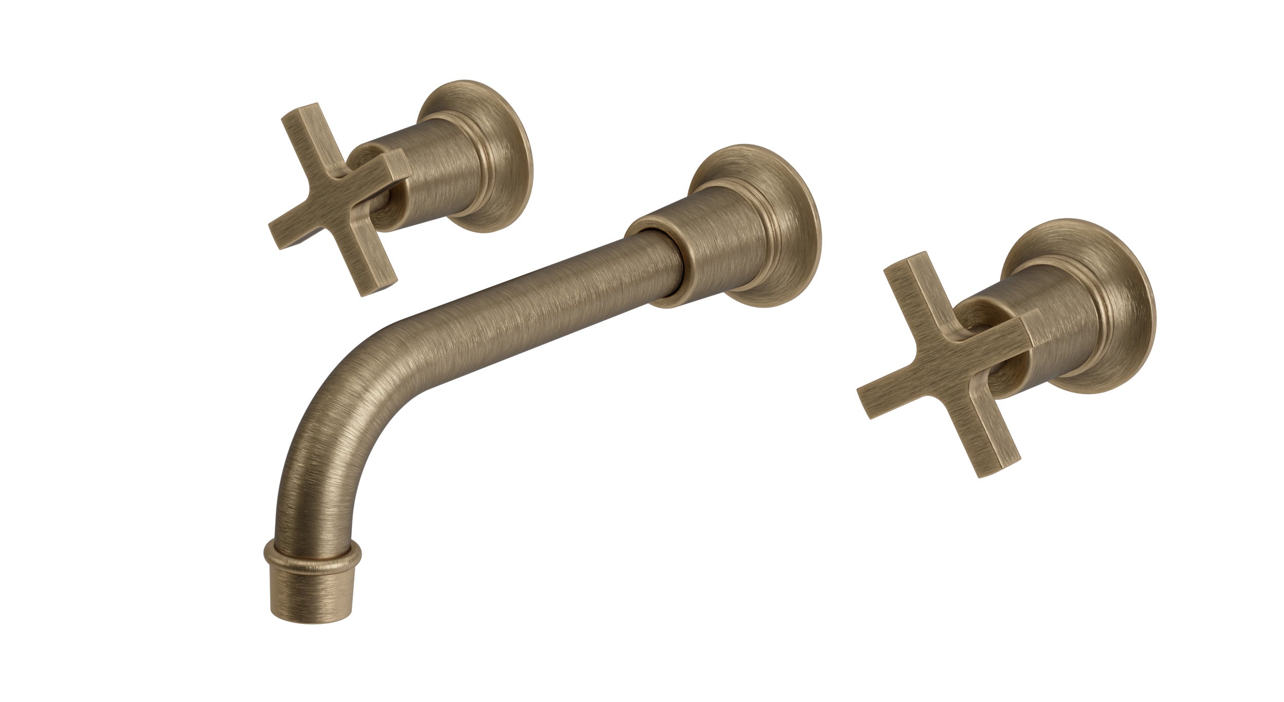 Emerson Two Handle Wall Mount 8.25" Lavatory Faucet with Classic Cross Handles in Antique Brass