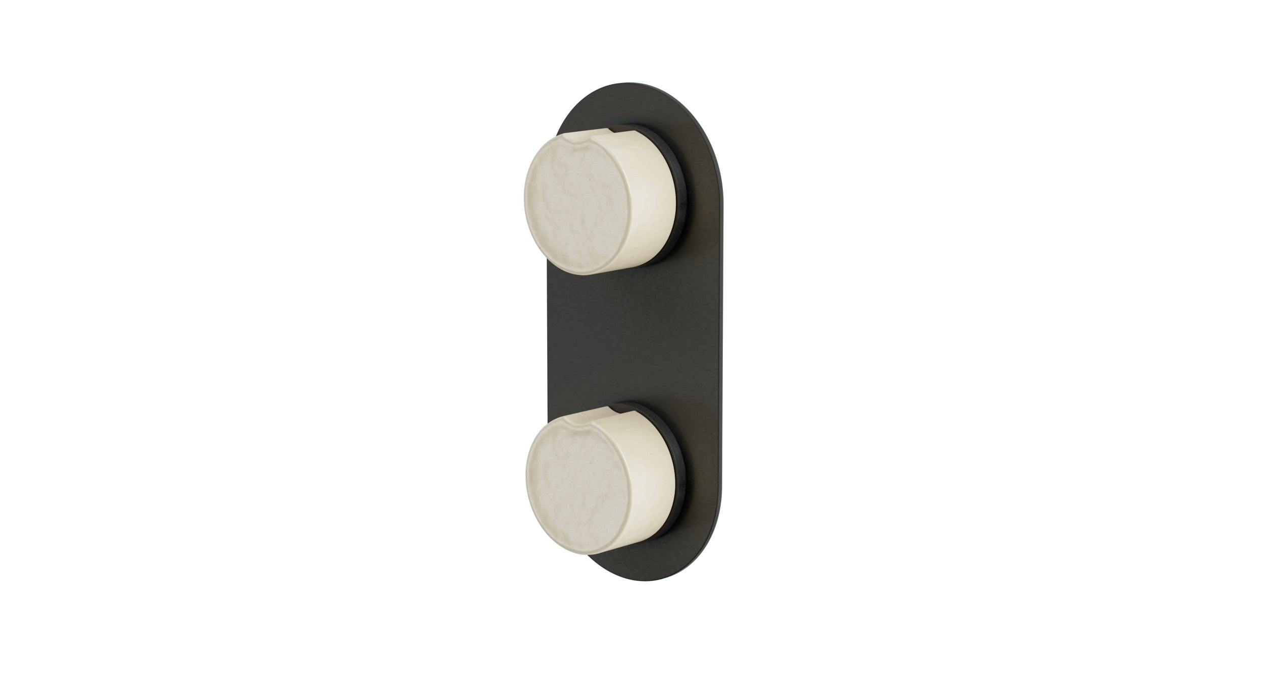 Foundry Two Handle Wall Mount Shower Trim with Groove Ceramic Knob Handles in Blackened Nickel