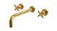 Flatiron Two Handle Wall Mount 10" Lavatory Faucet with Linear Cross Handles in French Brass