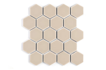 3" Hexagon Sheeted Original Ceramic Mosaic Tile in Sweet Pea Gloss
