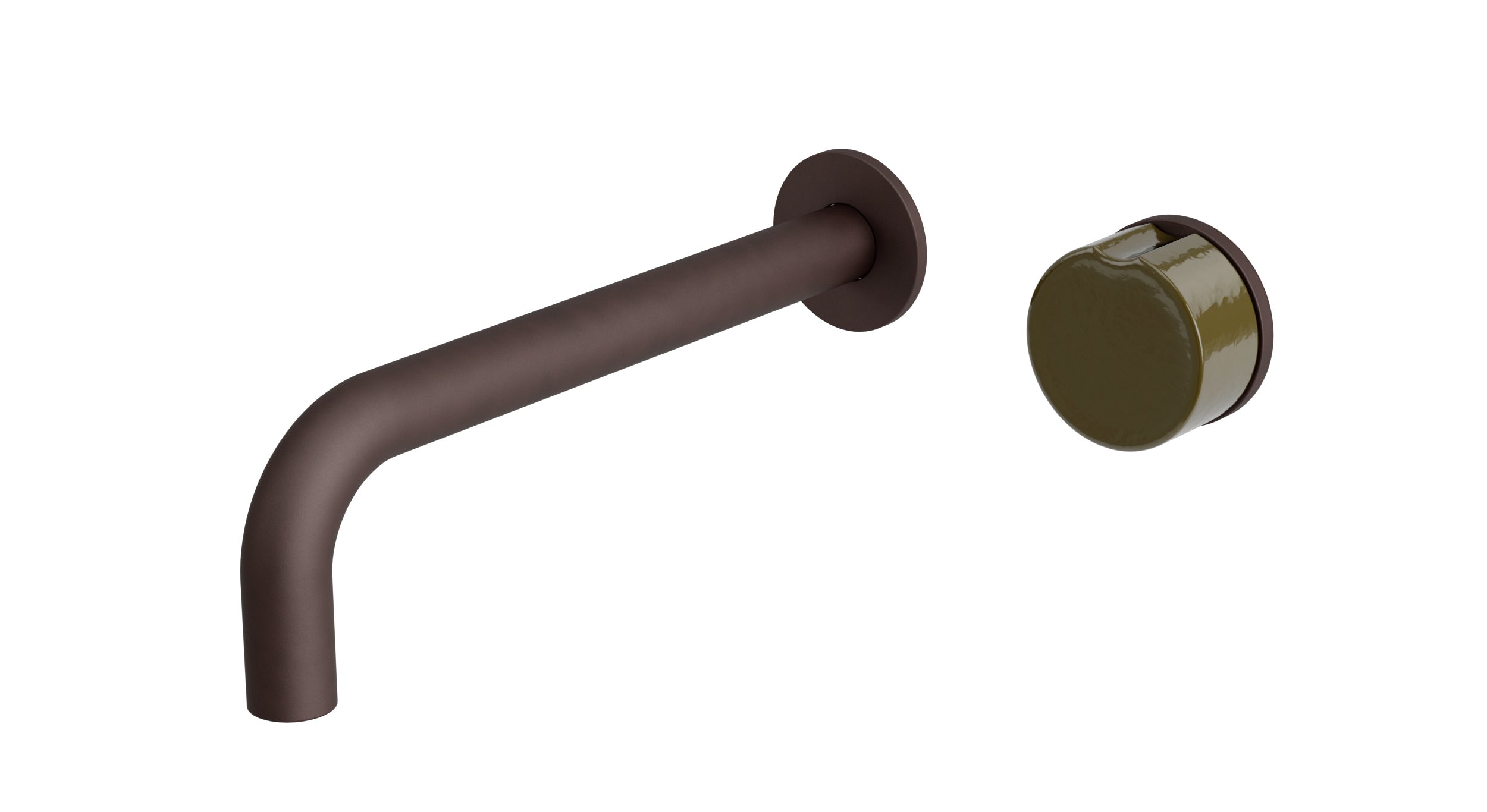 Foundry One Handle Wall Mount 7.5" Lavatory Faucet with Groove Ceramic Knob Handle in Architectural Copper