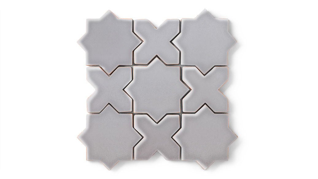 Mini Star & Cross Original Ceramic Tile in Dust Storm Gloss
