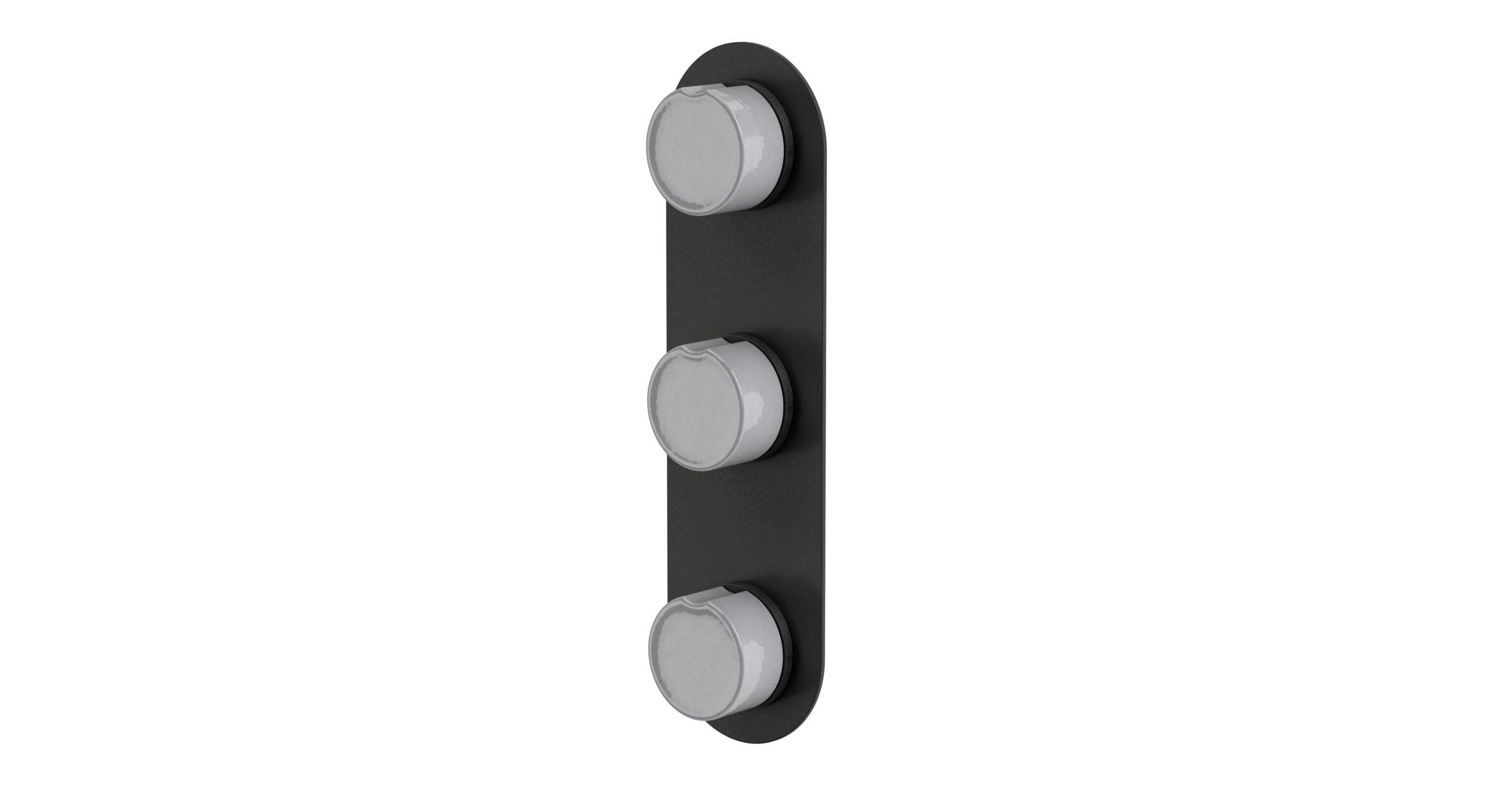 Foundry Three Handle Wall Mount Shower Trim with Groove Ceramic Knob Handles in Blackened Nickel