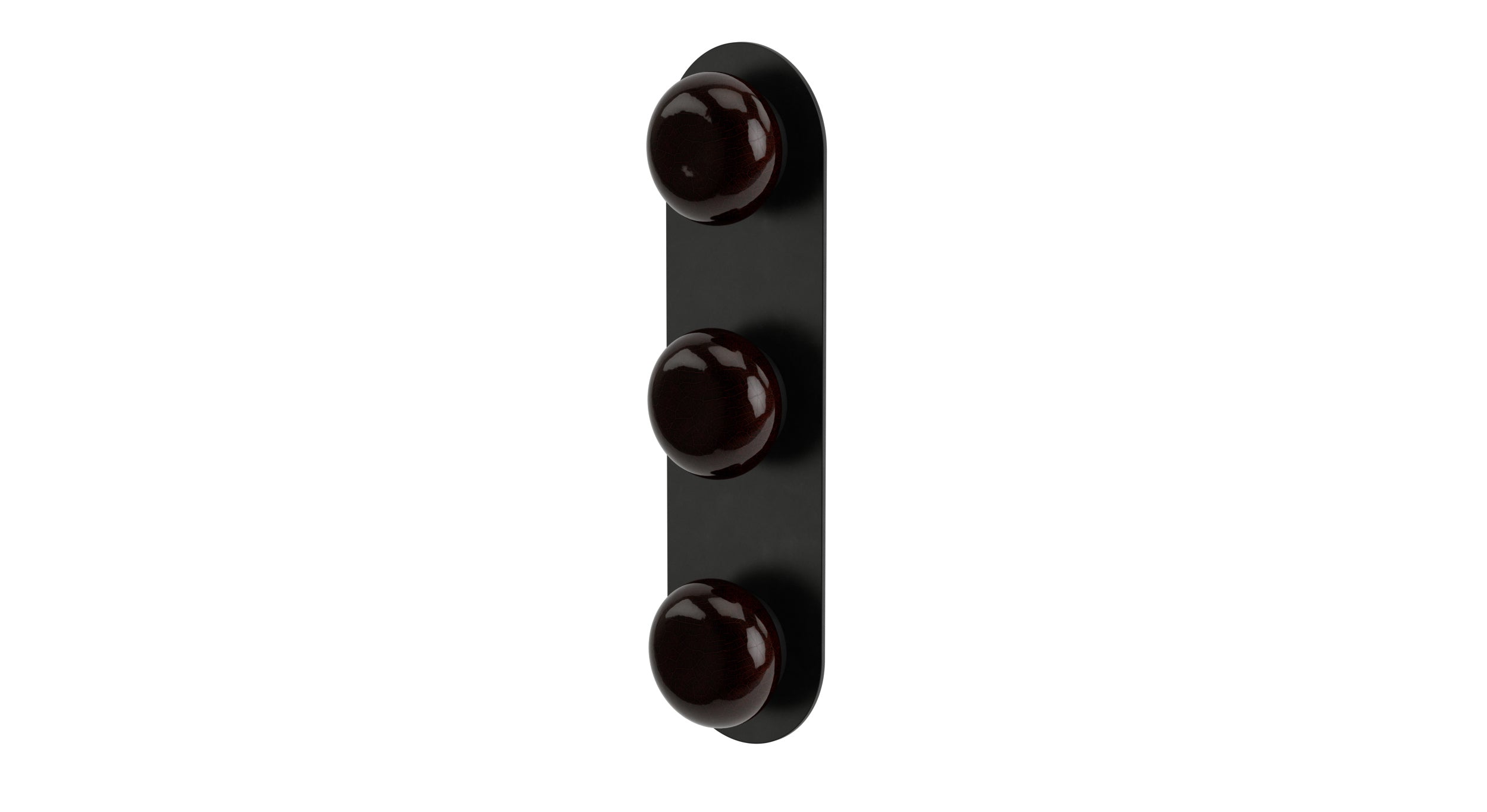 Foundry Three Handle Wall Mount Shower Trim with Pebble Ceramic Knob Handles in Oil Rubbed Bronze
