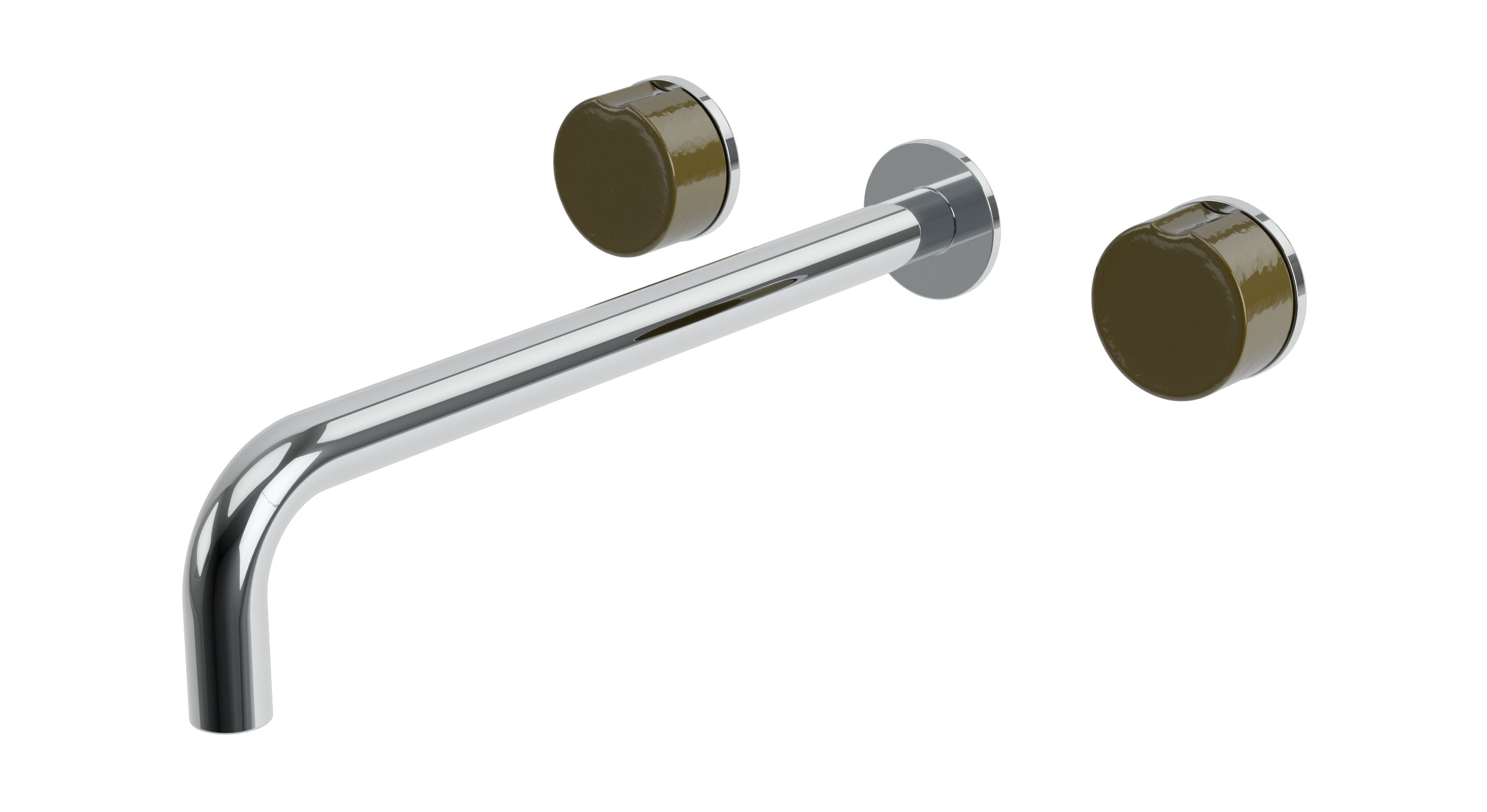 Foundry Two Handle Wall Mount 12" Lavatory Faucet with Groove Ceramic Knob Handles in Polished Chrome