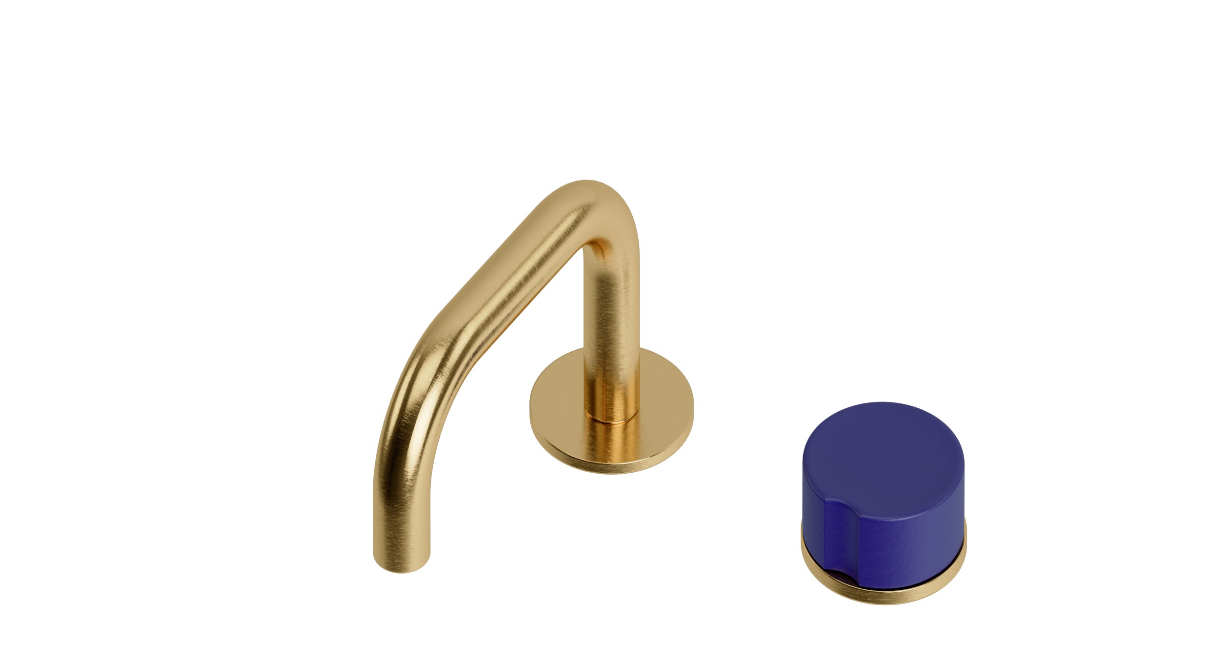Foundry One Handle Deck Mount Squaretop Lavatory Faucet with Groove Ceramic Knob Handle in Satin Brass