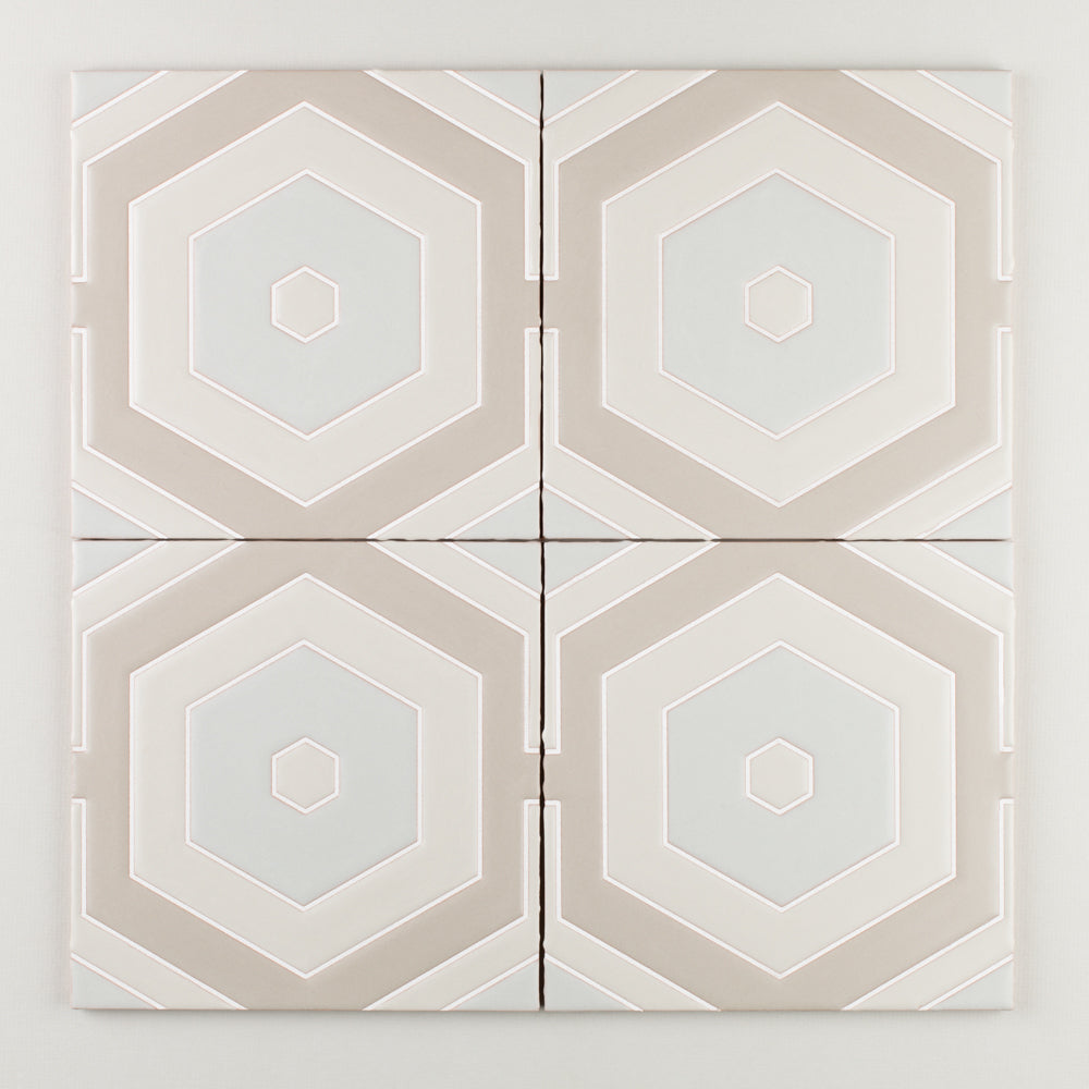 8x8 Handpainted Tile Tortoise Shell in Neutral Motif