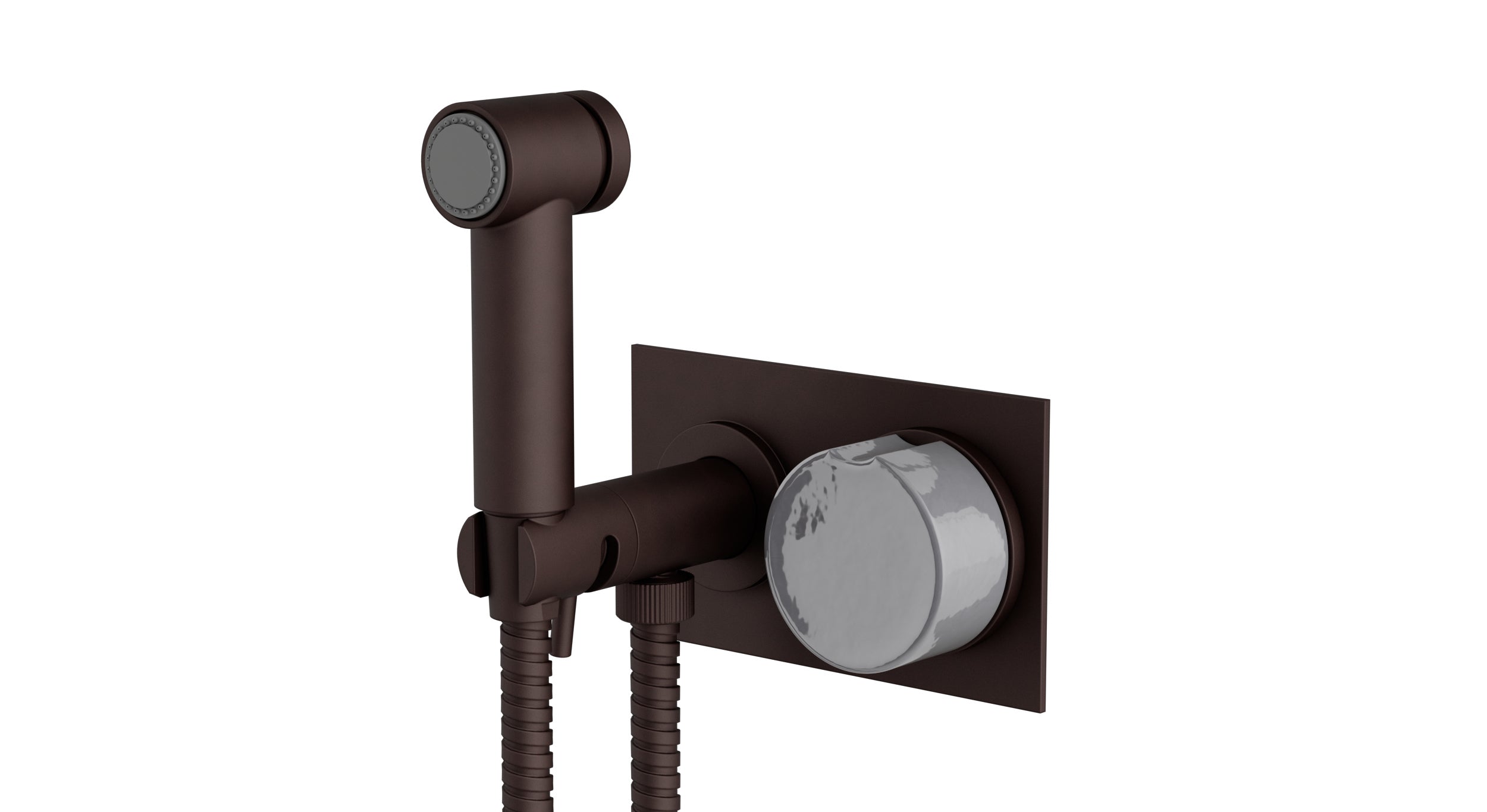 Foundry One Handle Wall Mount Bidet Trim with Groove Ceramic Knob Handle in Architectural Copper