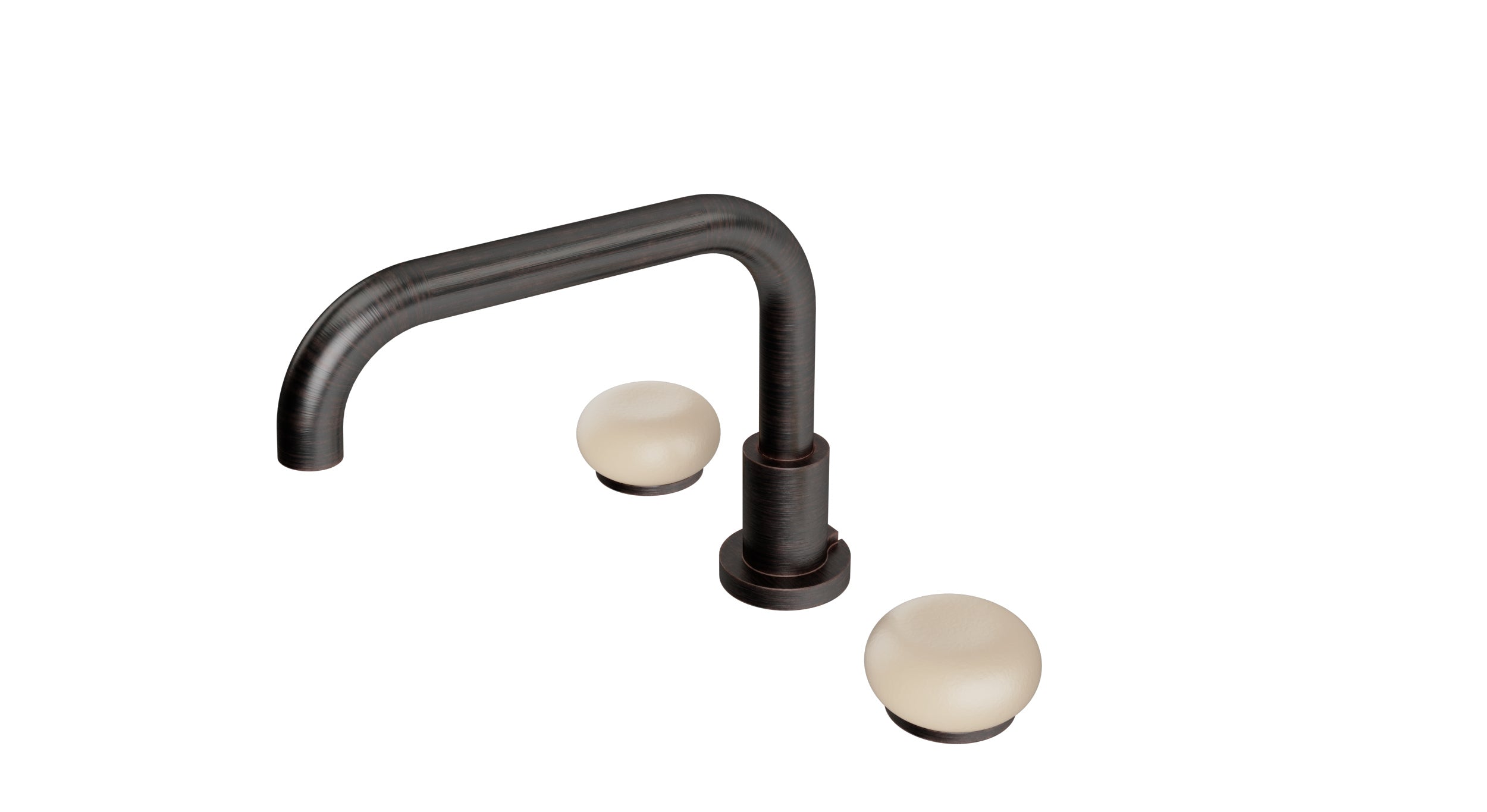 Foundry Two Handle Deck Mount Squaretop Bath Trim with Pebble Ceramic Knob Handles in Antique Bronze
