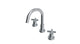 Flatiron Two Handle Deck Mount Short Gooseneck Lavatory Faucet with Linear Cross Handles in Satin Chrome
