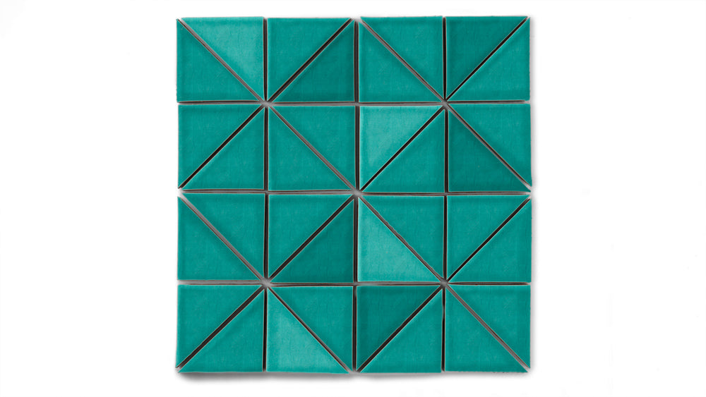 3" Triangle Sheeted - Quadrant Original Ceramic Mosaic Tile in Bora Bora Gloss