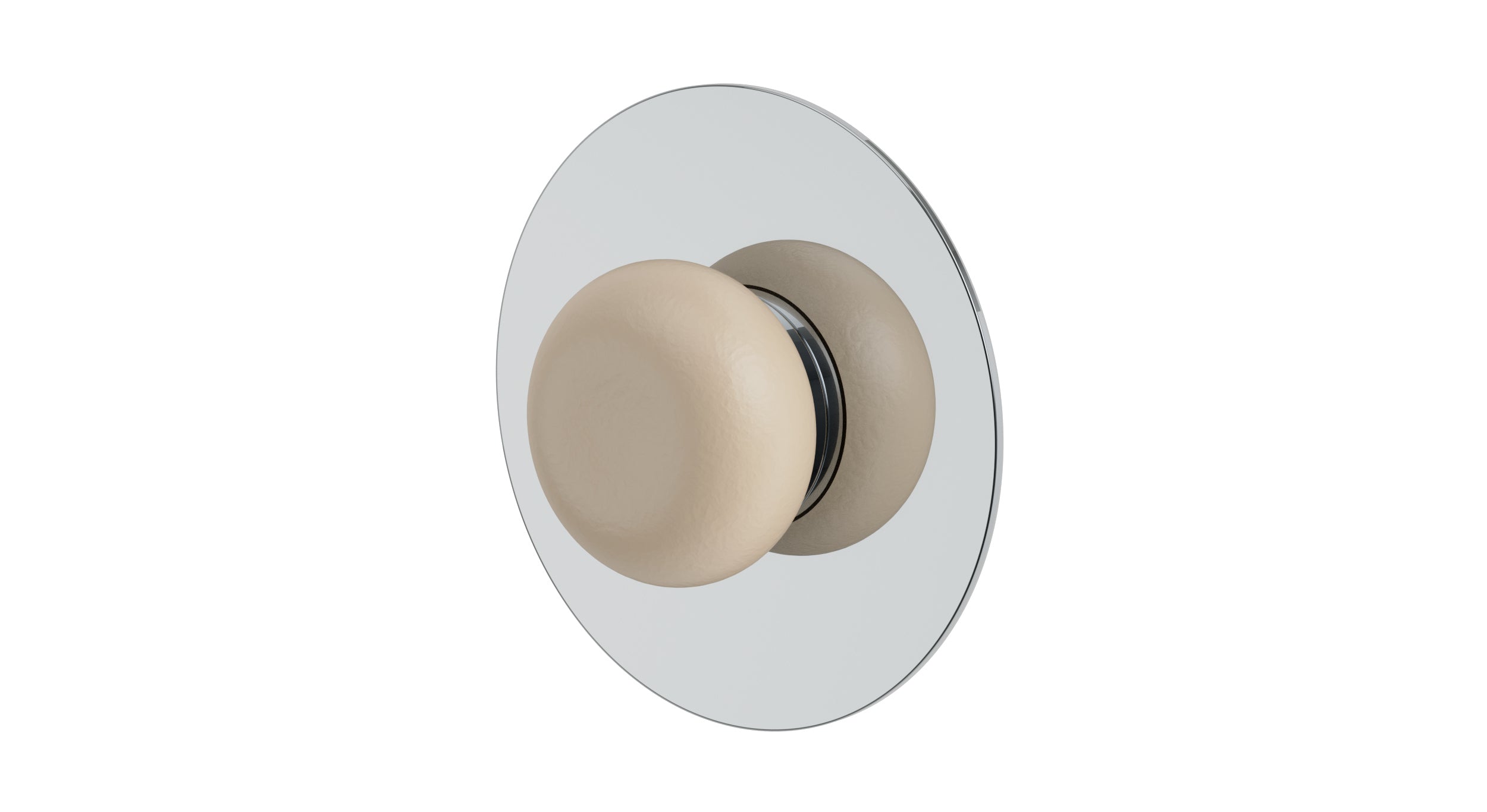 Foundry One Handle Wall Mount Shower Trim with Pebble Ceramic Knob Handle in Polished Chrome