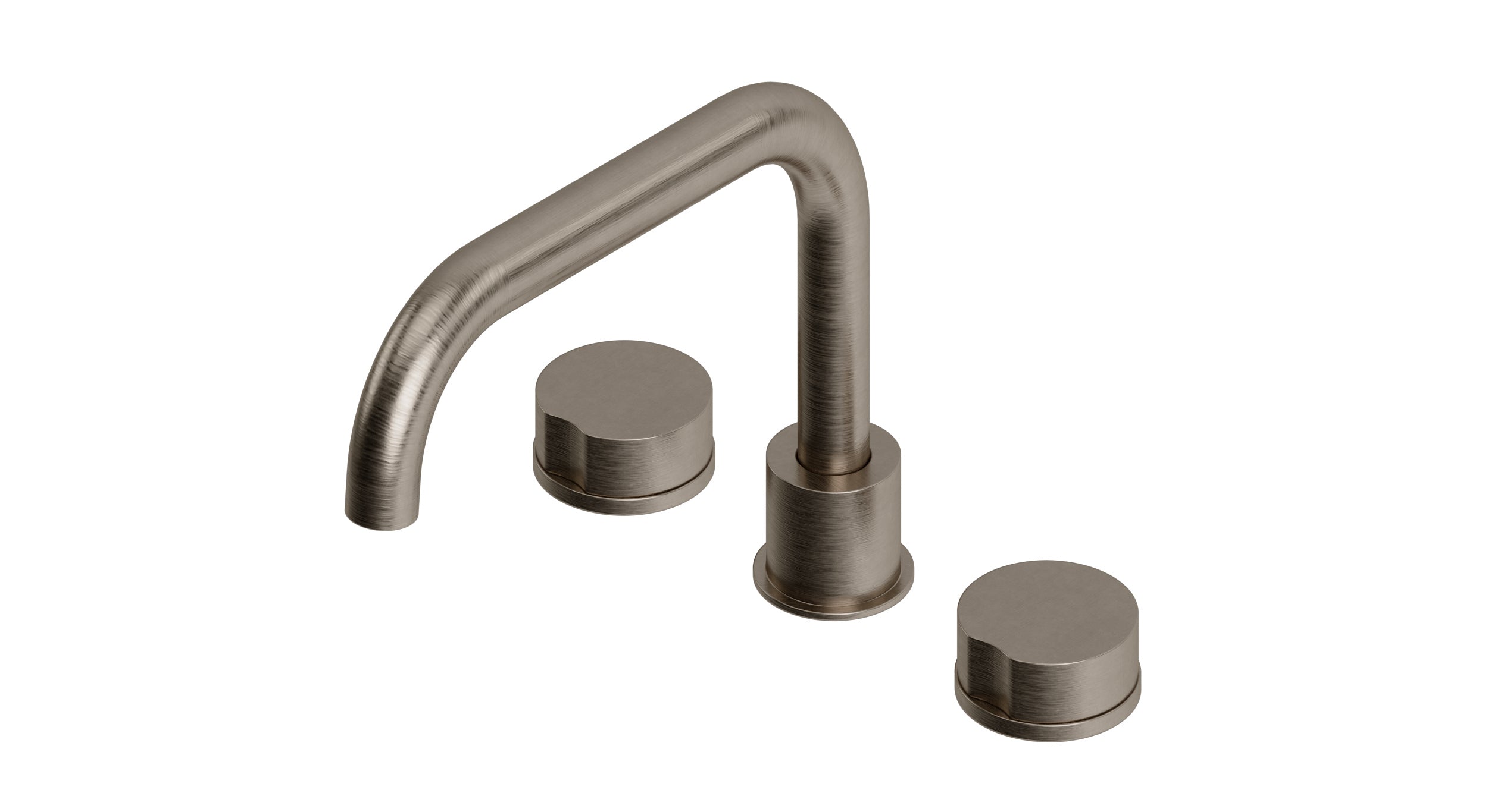 Foundry Two Handle Deck Mount Squaretop Bath Trim with Barrel Knob Handles in Antique Nickel
