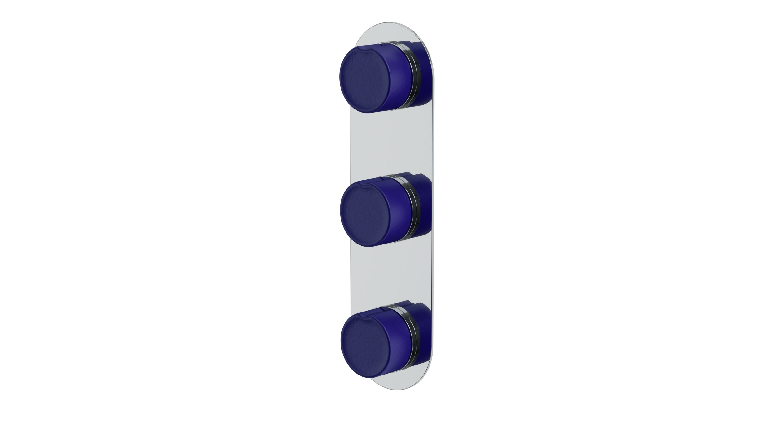 Foundry Three Handle Wall Mount Shower Trim with Groove Ceramic Knob Handles