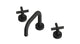 Contour Two Handle Deck Mount Squaretop Lavatory Faucet with Soft Cross Handles in Matte Black