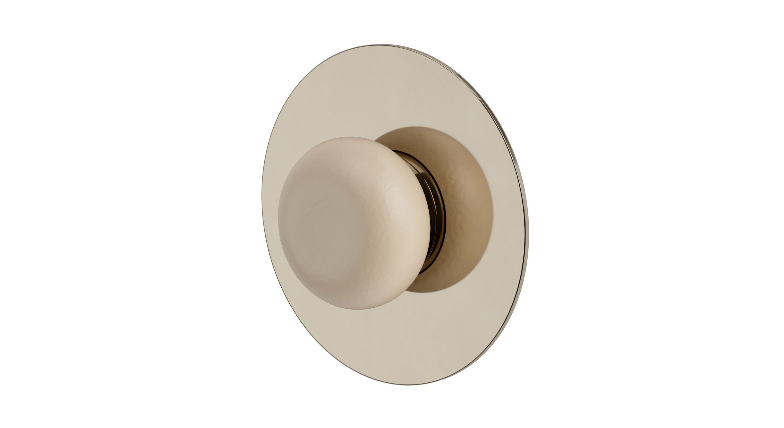 Foundry One Handle Wall Mount Shower Trim with Pebble Ceramic Knob Handle in Polished Nickel