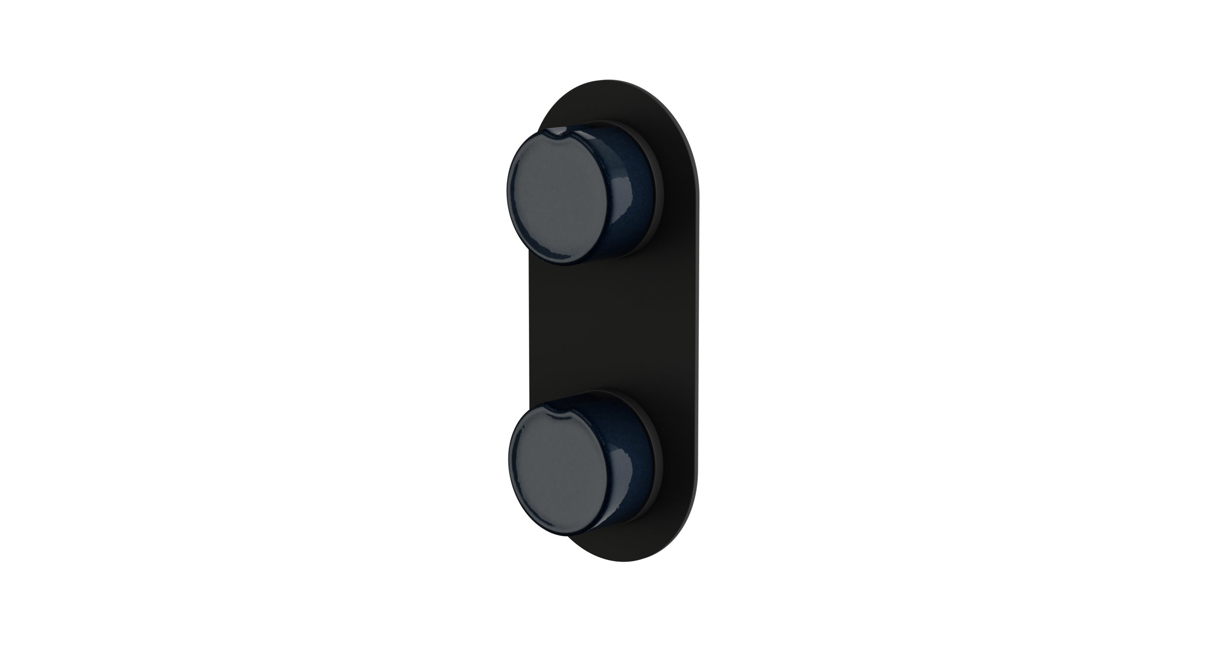 Foundry Two Handle Wall Mount Shower Trim with Groove Ceramic Knob Handles in Matte Black