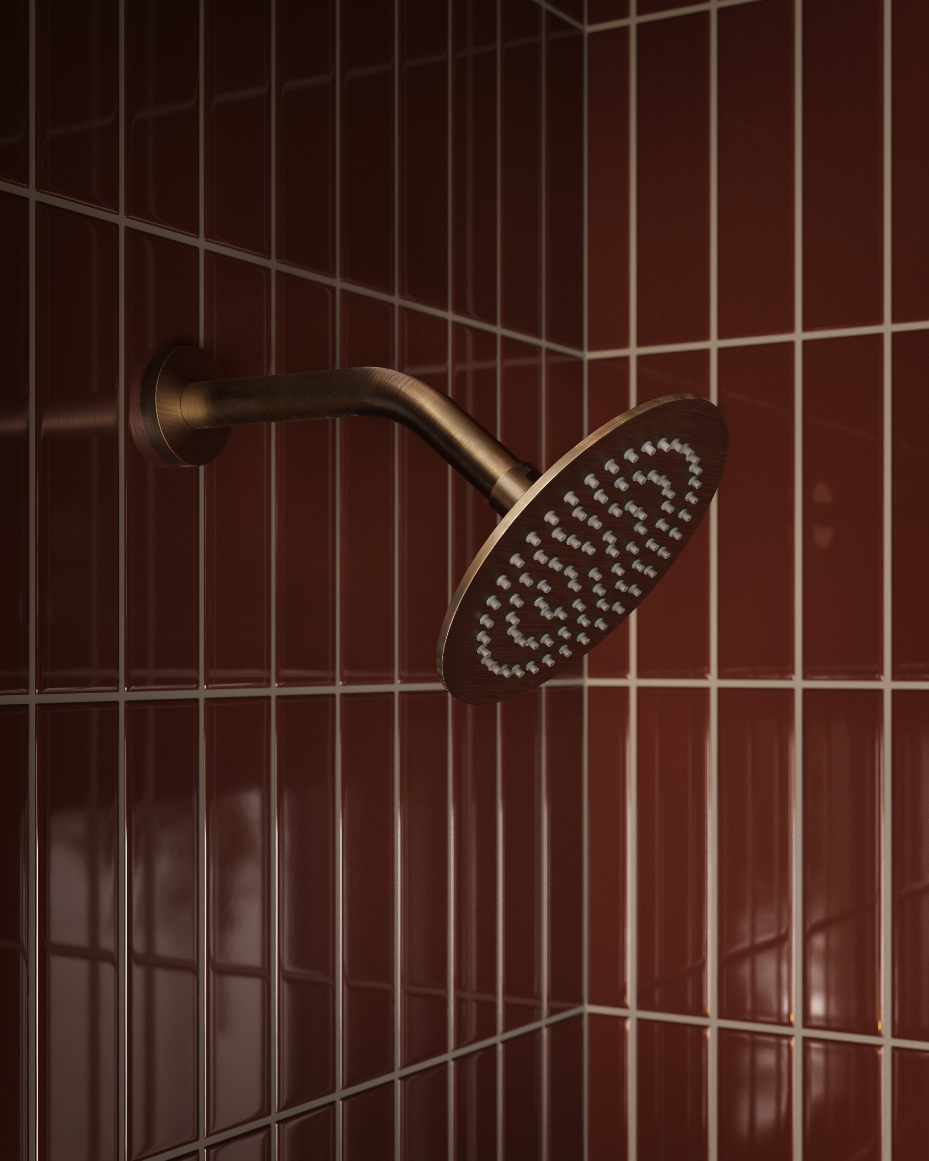 Shower 6" Flat Shower Head in Antique Brass