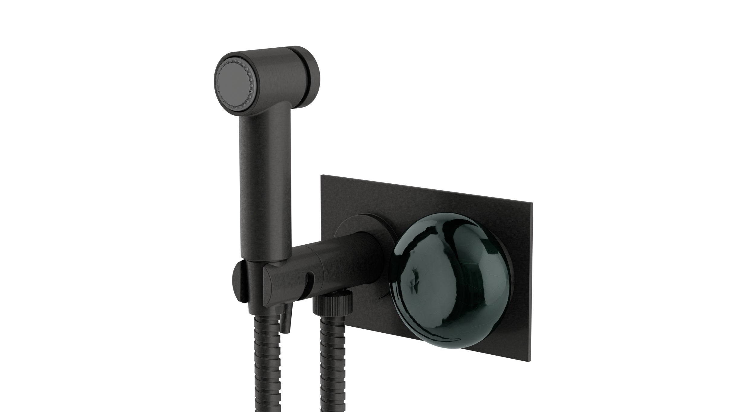 Foundry One Handle Wall Mount Bidet Trim with Pebble Ceramic Knob Handle in Blackened Nickel