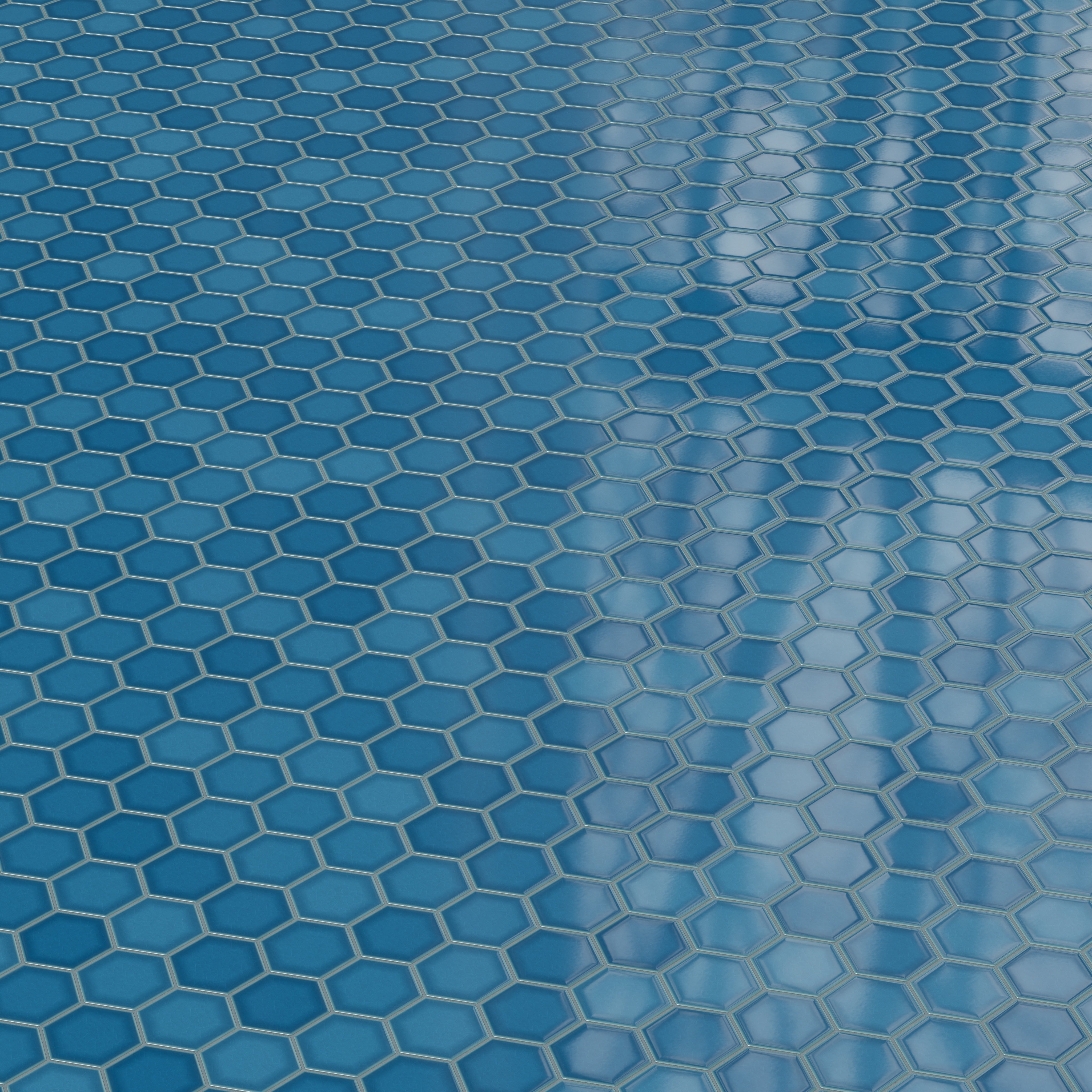 4" Hexagon Original Ceramic Tile in Adriatic Sea Gloss