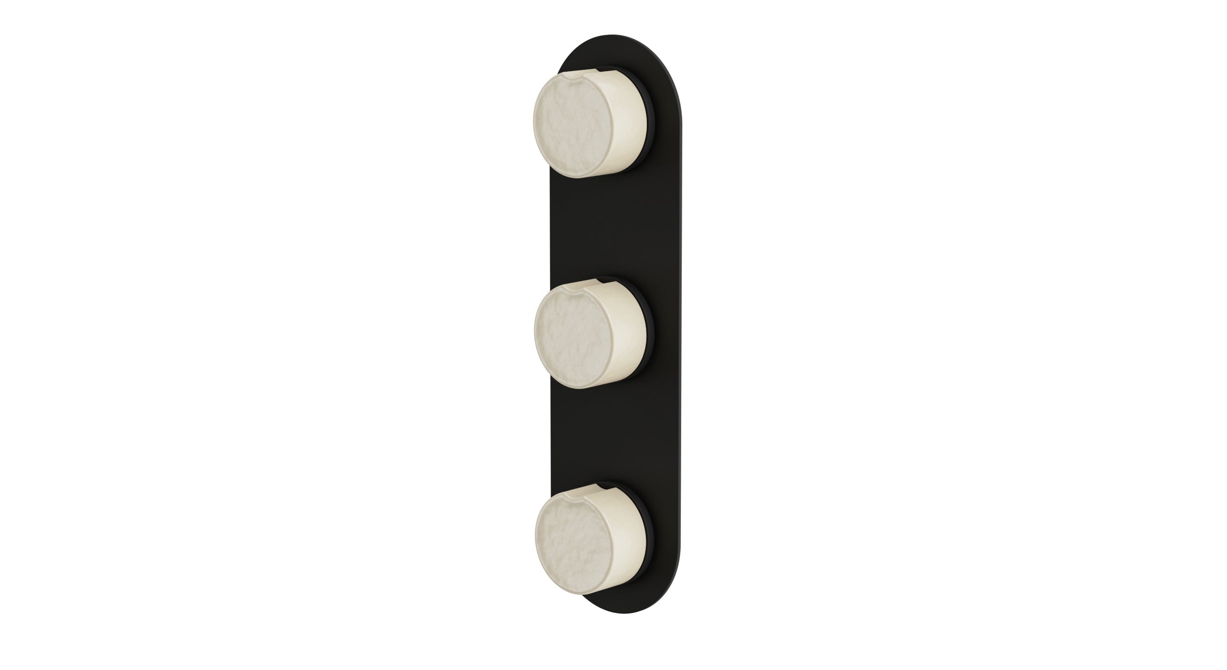 Foundry Three Handle Wall Mount Shower Trim with Groove Ceramic Knob Handles in Matte Black