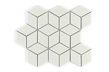 Small Diamond Sheeted - Escher Original Ceramic Mosaic Tile in Limewash Matte