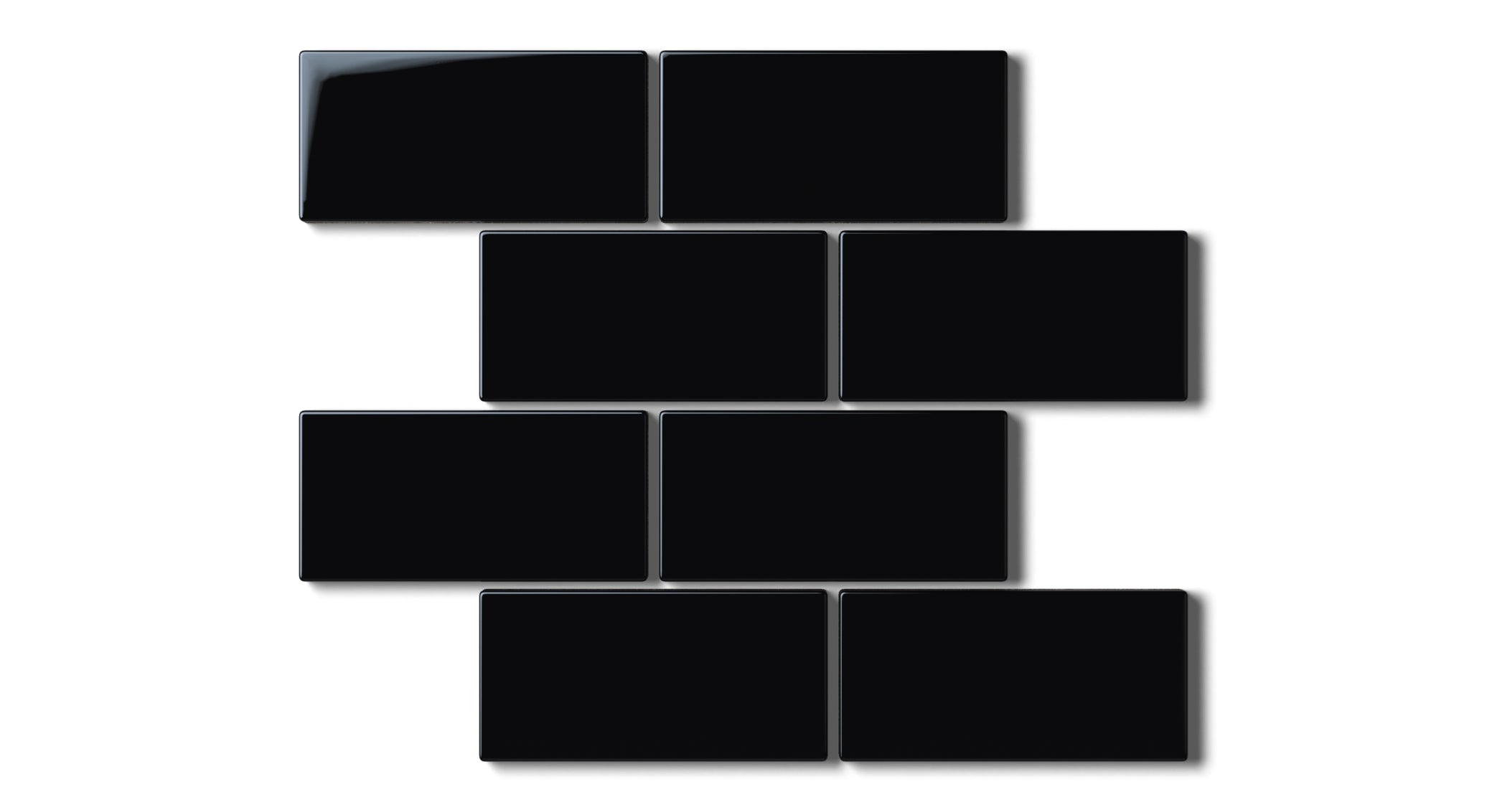 Bone Black 2x4 Half Offset Sheeted Gloss Natural Press Ceramic