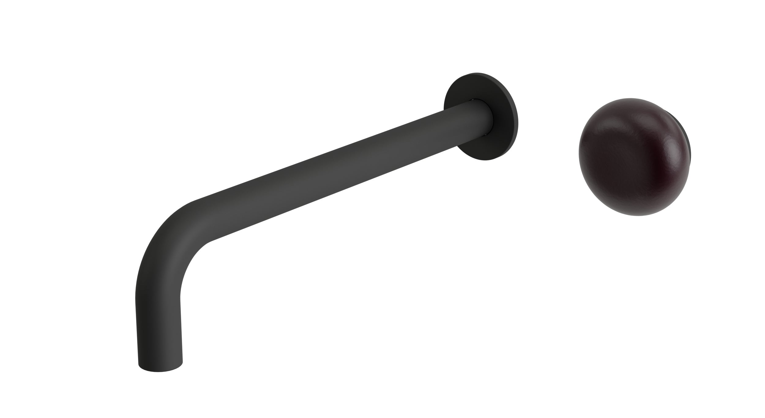 Foundry One Handle Wall Mount 10" Lavatory Faucet with Pebble Ceramic Knob Handle in Matte Black
